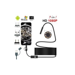 Endoskop 3 İn 1 Yılan Kamera Usb Micro Usb Type-c 20 Metre Sert Kablo