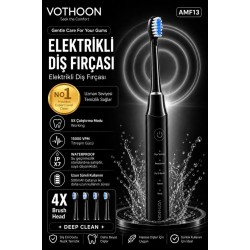 Şarjlı Diş Fırçası 15000 Vpm Titreşim Gücü, 500mah Batarya, 5 Temizlik Modu Siyah