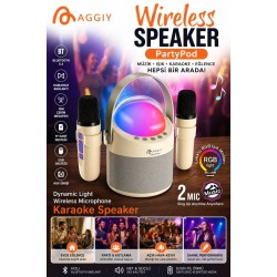 Partypod Bluetooth 5.3 Destekli Çok Fonksiyonlu Kablosuz Mikrofon Ve Hoparlör