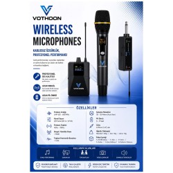 Mikrofon Seti Uhf Çift Kanal Profesyonel El Mikrofonu 50-80m Menzil