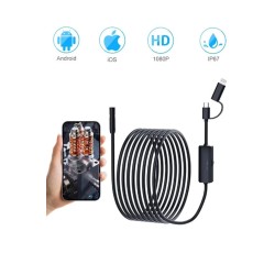 5 Metre Endoskop Yılan Video Kamera Ios Ve Android Uyumlu Led’li 8 Mm Sert Kablo 2mp