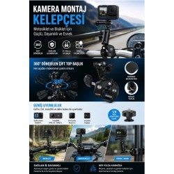 Motosiklet Bisiklet Gidon Kamera Montaj Metal Si 360° Döner Metal Tutucu