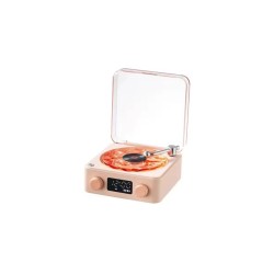 Waves Nostalji Plak Görünümlü Bluetooth Hoparlör 3d Ses Dalgası Retro Müzik Plak Pembe