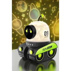 Robot Projeksiyon Gece Lambası Hoparlörlü Şarjlı Yıldızlı Gökyüzü Temalı Led Projeksiyon Lambası