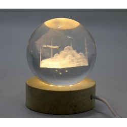 3d Kristal Cam Küre Ahşap Soketli İstanbul Temalı Led Lamba Aalk2574