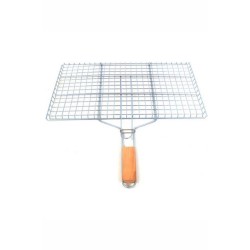 Ahşap Saplı Mangal Izgarası Galvanizli Paslanmaz Kafes Demir 25 x 40 cm mudanis