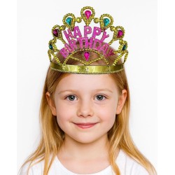 Altın Renk Happy Birthday Yazılı Doğum Günü Tacı 60 Cm