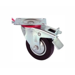 Servis Tekeri - Tablalı Frenli Siyah Döner - Çap 125 Mm