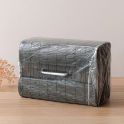 Bambu Kirli Çamaşır Sepeti 35x50 cm - Yuvarlak Kapaklı Gri
