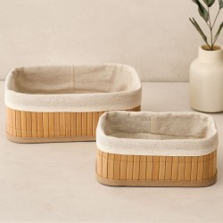 Bambu Kenarlı Organizer Sepet 2'li (19x27x10 & 15x24x8 cm)