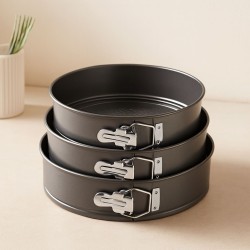 3'lü Yuvarlak Metal Kelepçeli Kek Kalıp Seti 24-26-28 cm