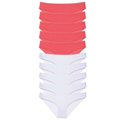 10 adet Eko Set Likralı Kadın Slip Külot Fuşya Beyaz