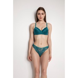 Yeşil Destekli Slip Külotlu Dantelli Sütyen Takımı 4007